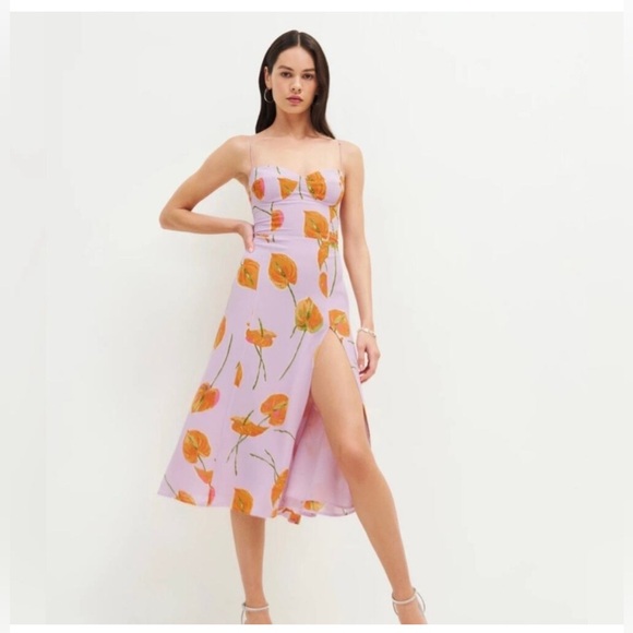 Reformation Juliette Dress Luciana Purple Orange Floral Size 8 - Picture 2 of 16
